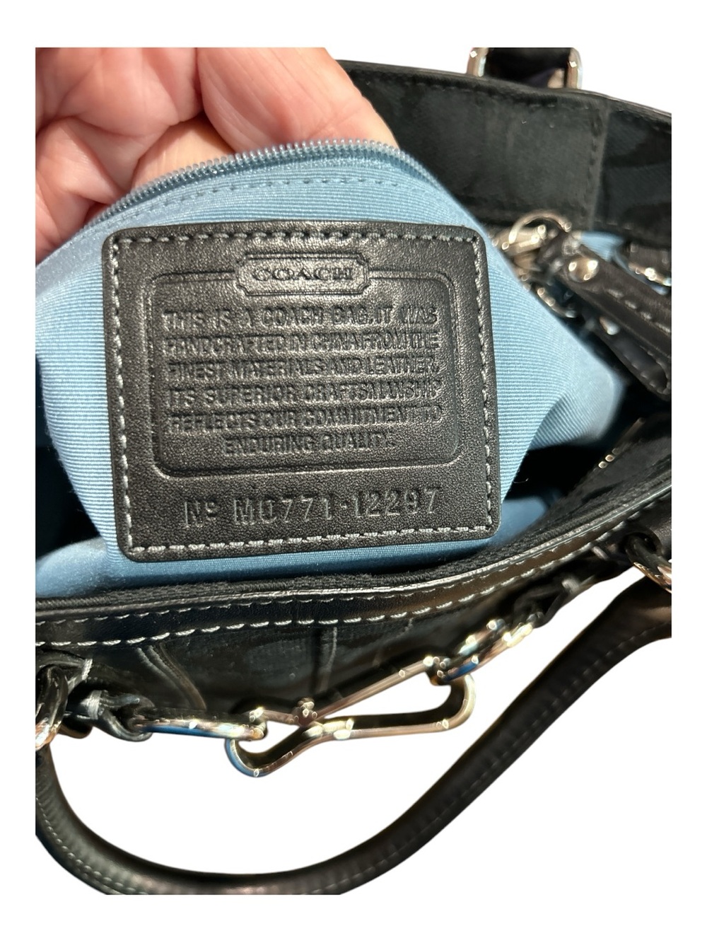 Coach Black Signature Canvas Satchel with Silver Hardware - Picture 8 of 9